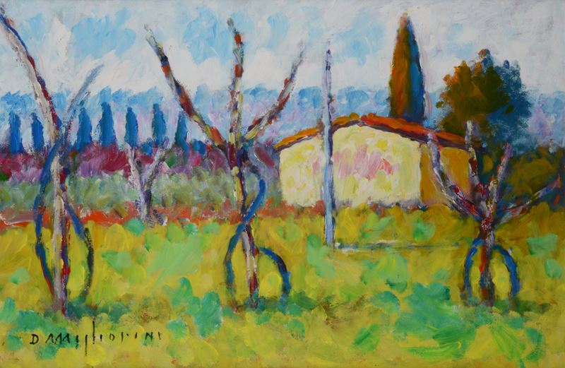 Dino Migliorini - Paesaggio con Casa e Alberi