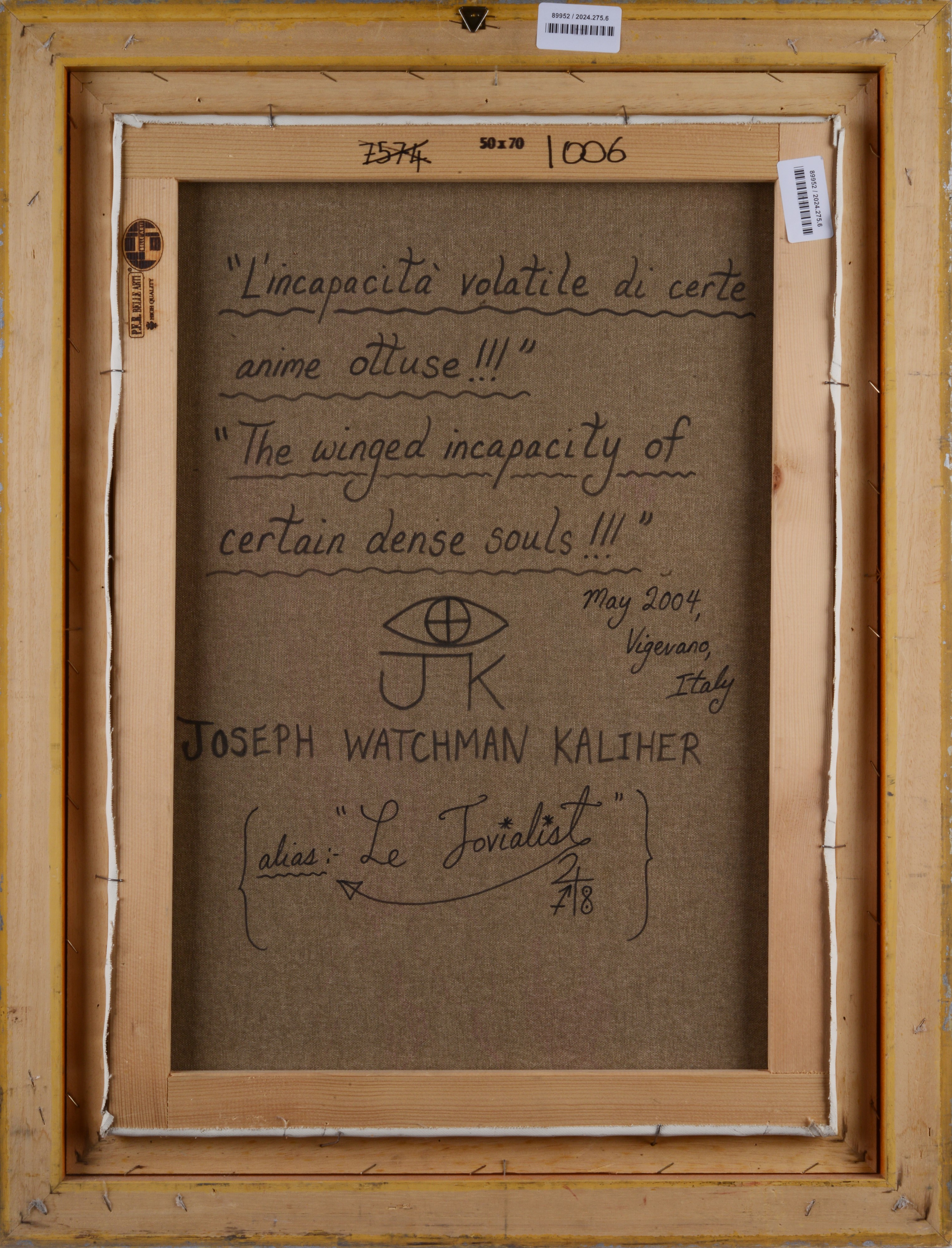 Joseph Watchman Kaliher - L'incapacità Volatile di Certe Anime Ottuse