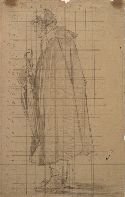 Figura con Mantello e Ombrello