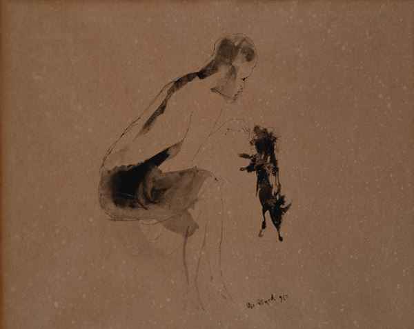 Ugo Attardi - Figura con cane