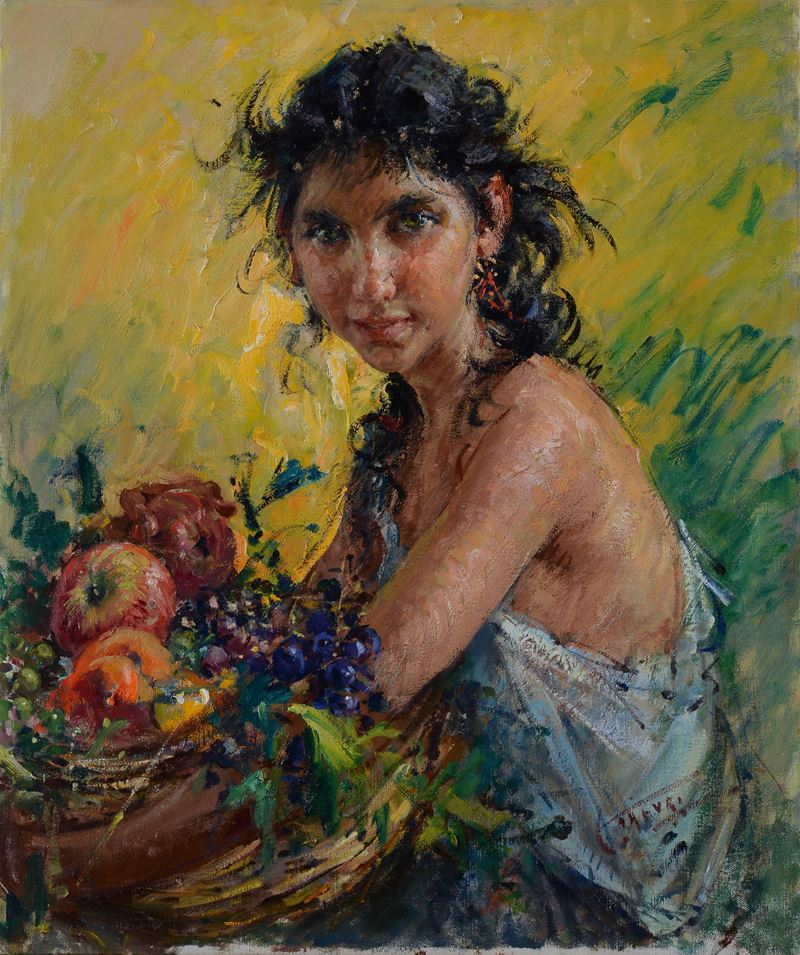 Clemente Tafuri - Donna con Cesta di Frutta