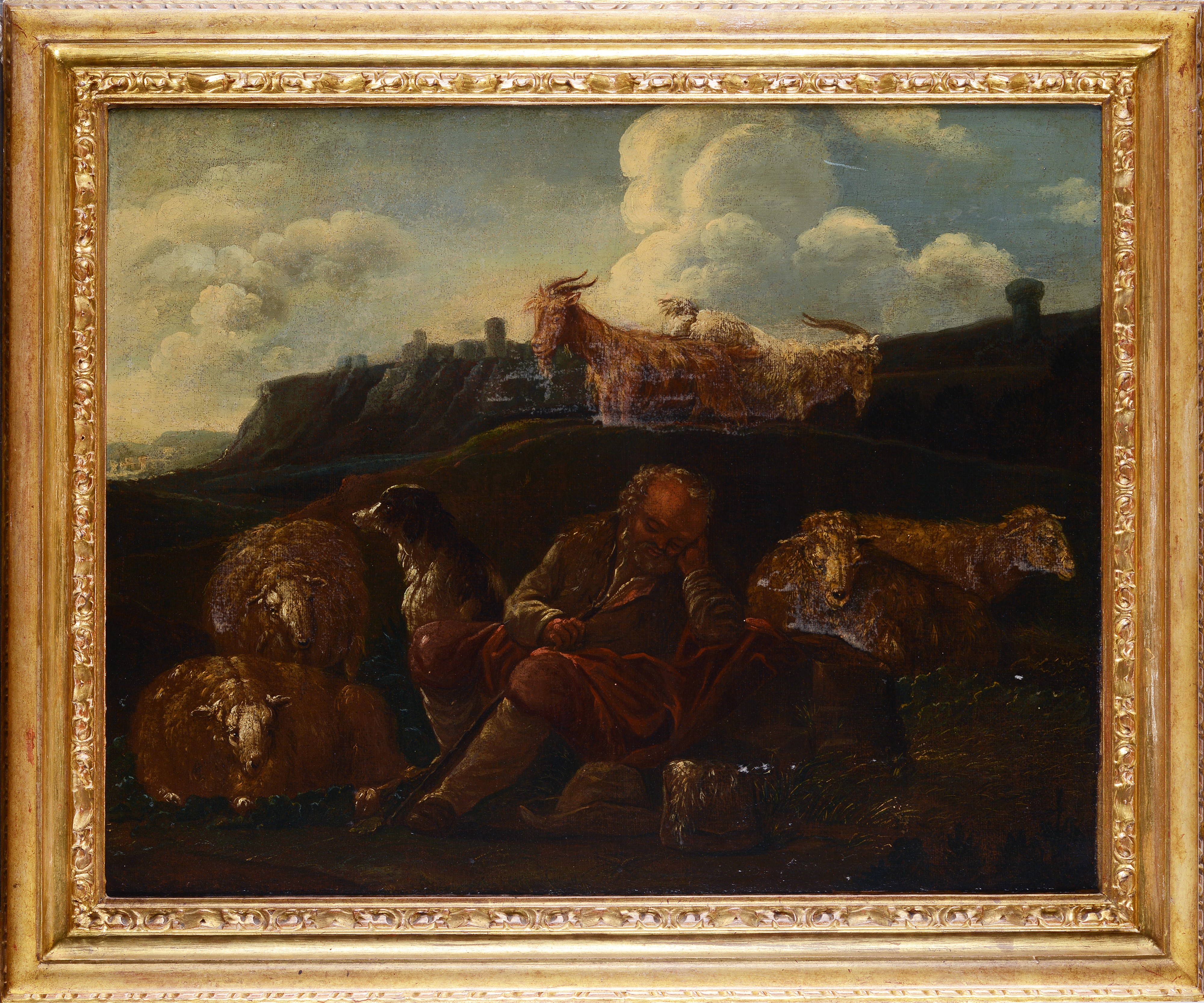 Paesaggio con pastore e gregge