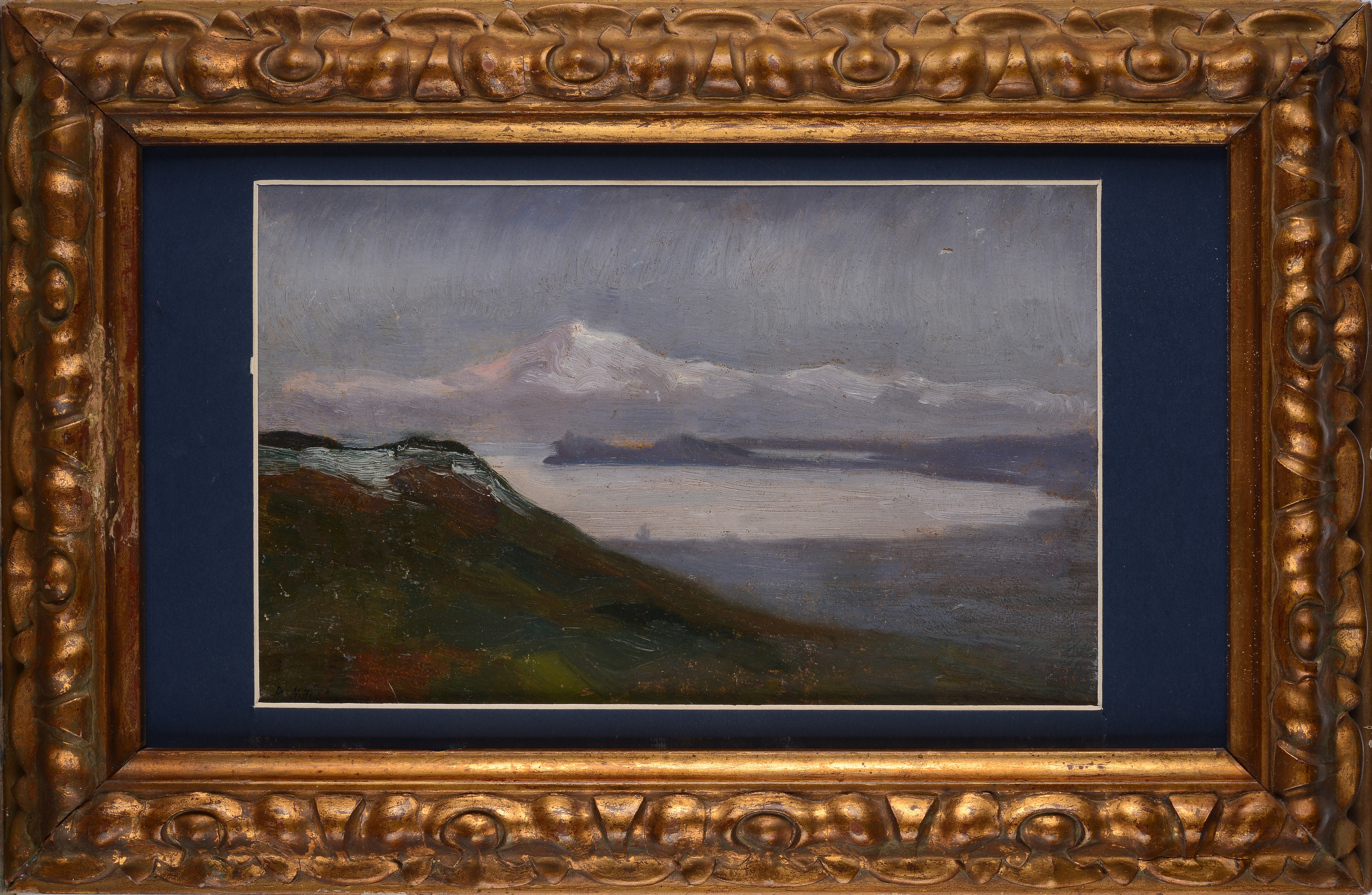 Anonimo, XX Sec. - Paesaggio (fronte)/figure con Bandiere (verso)