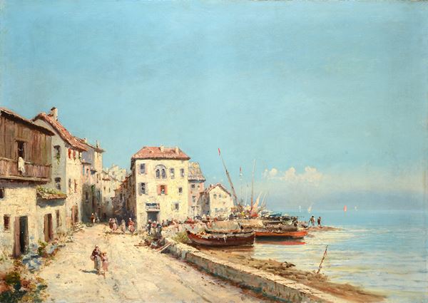 Alfred Godchaux - Veduta di paese costiero