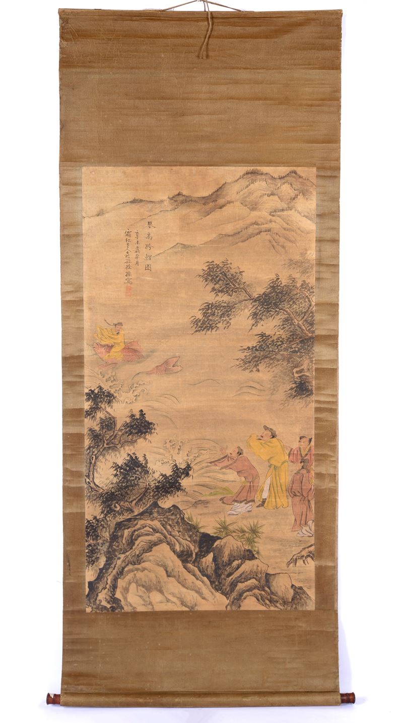 Rotolo decorato con scena orientale