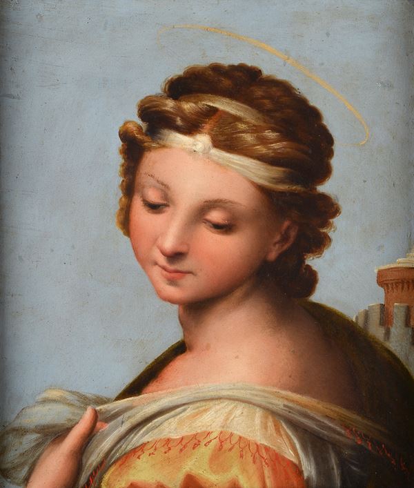 Anonimo, XVII sec. - Volto di Santa Barbara (da Raffaello)