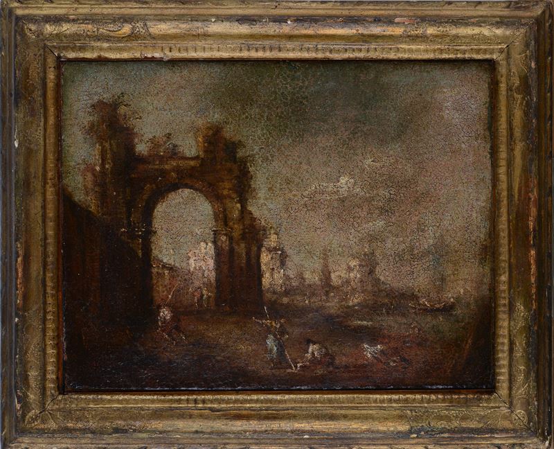 Anonimo, XIX Sec. - Coppia di Paesaggi (da Giacomo Guardi)