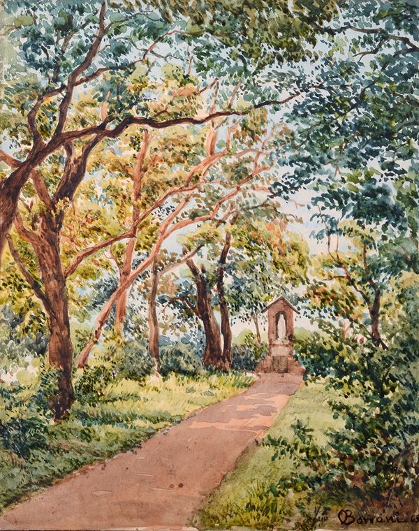 Attr. a Odoardo Borrani - Tabernacolo in giardino