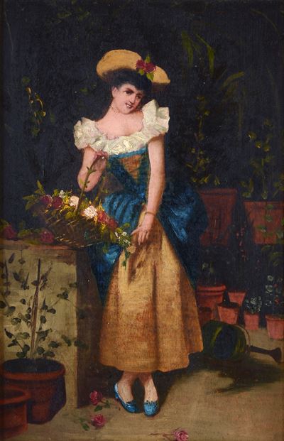 Dama con Cesto di Rose