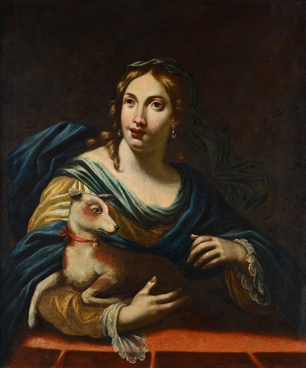 Scuola Toscana, XVII sec. - Donna con cane