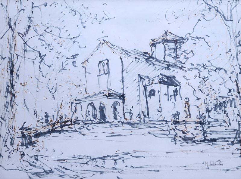 Mario Lattes - Paesaggio con Pieve