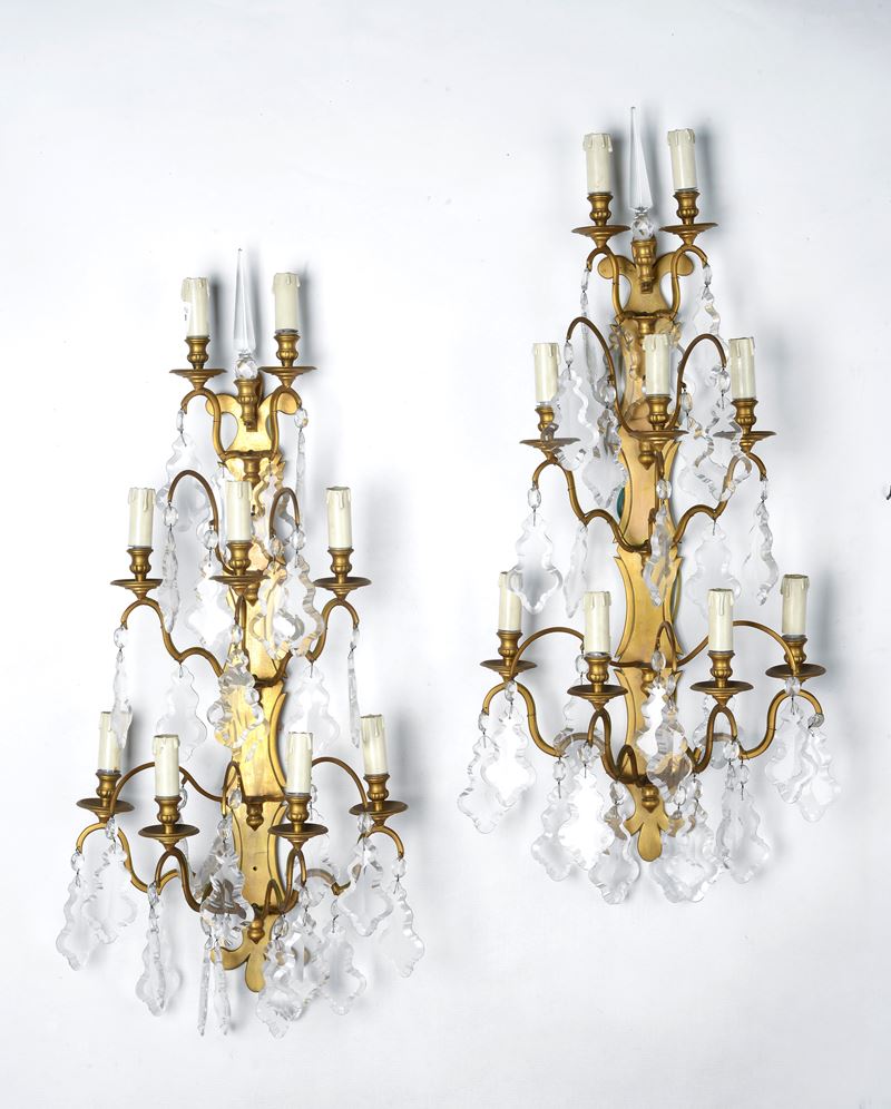 Coppia di applique in bronzo dorato