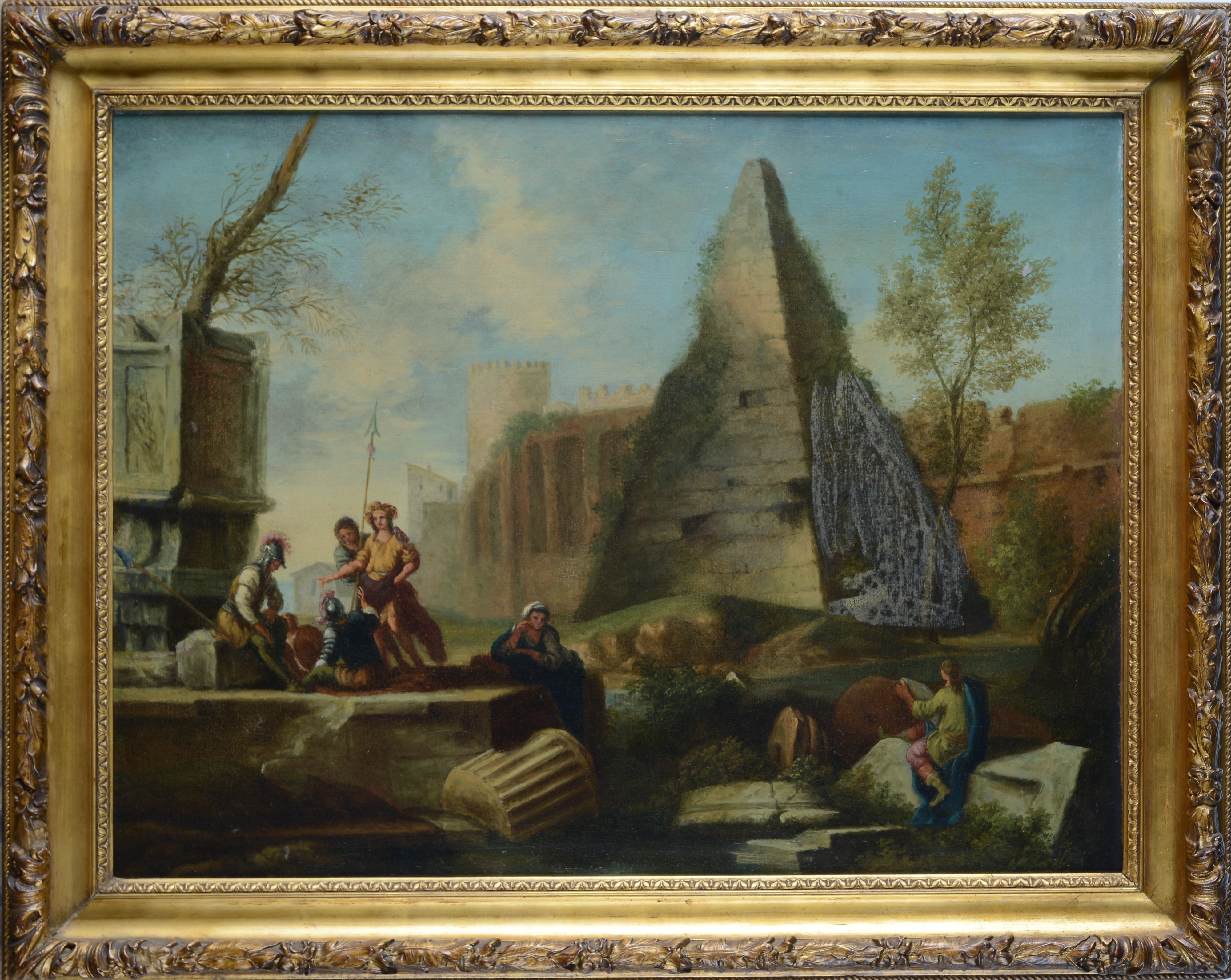 Scuola Italia Settentrionale, XVIII Sec. - Paesaggio con Rovine e Figure