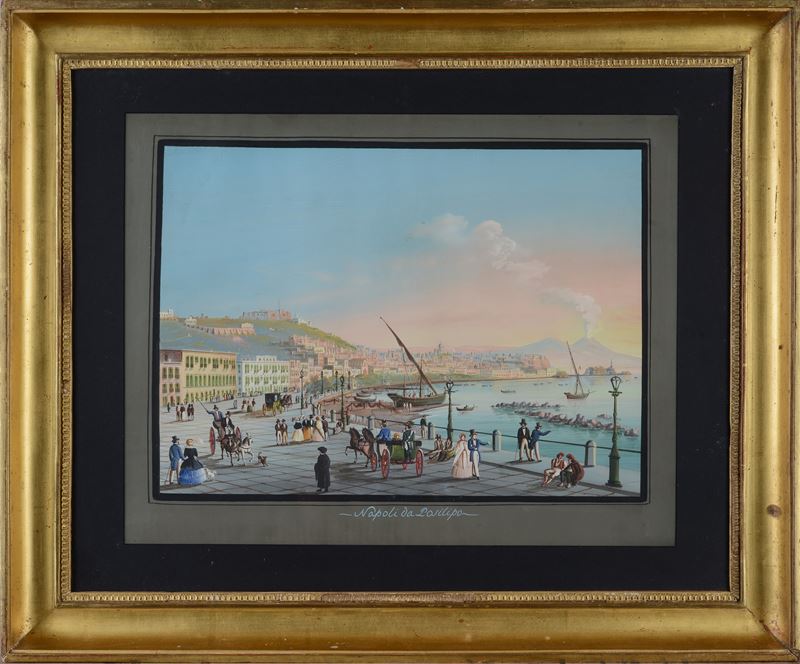 Anonimo, XIX Sec. - Isola di Capri - Napoli da Posillipo