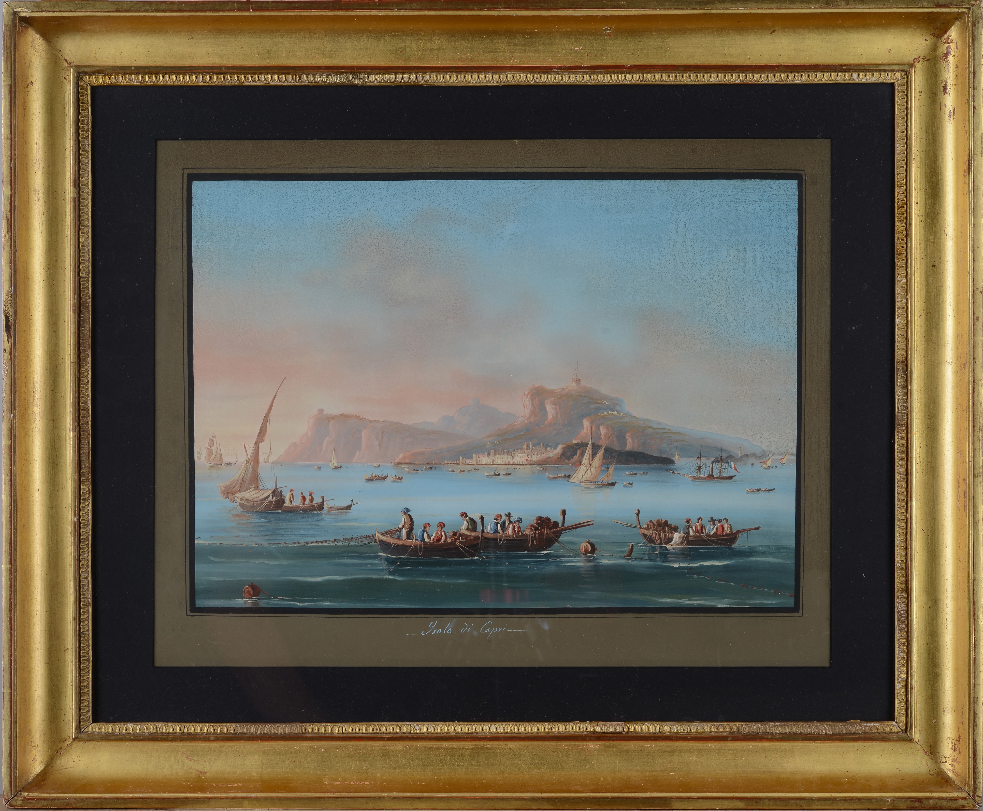 Anonimo, XIX Sec. - Isola di Capri - Napoli da Posillipo
