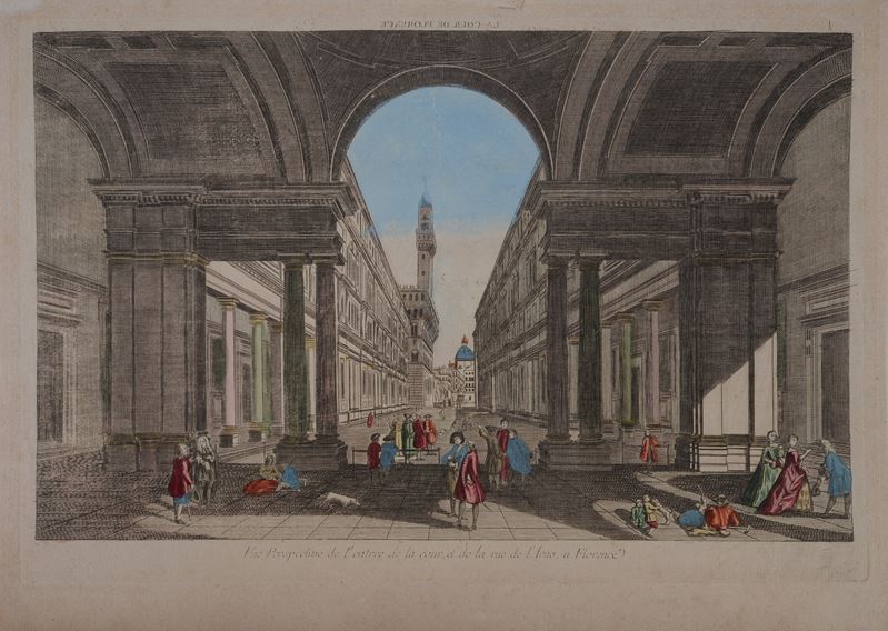 Veduta Prospettica De L'entrata della Corte e della Via Dell'arno a Firenze