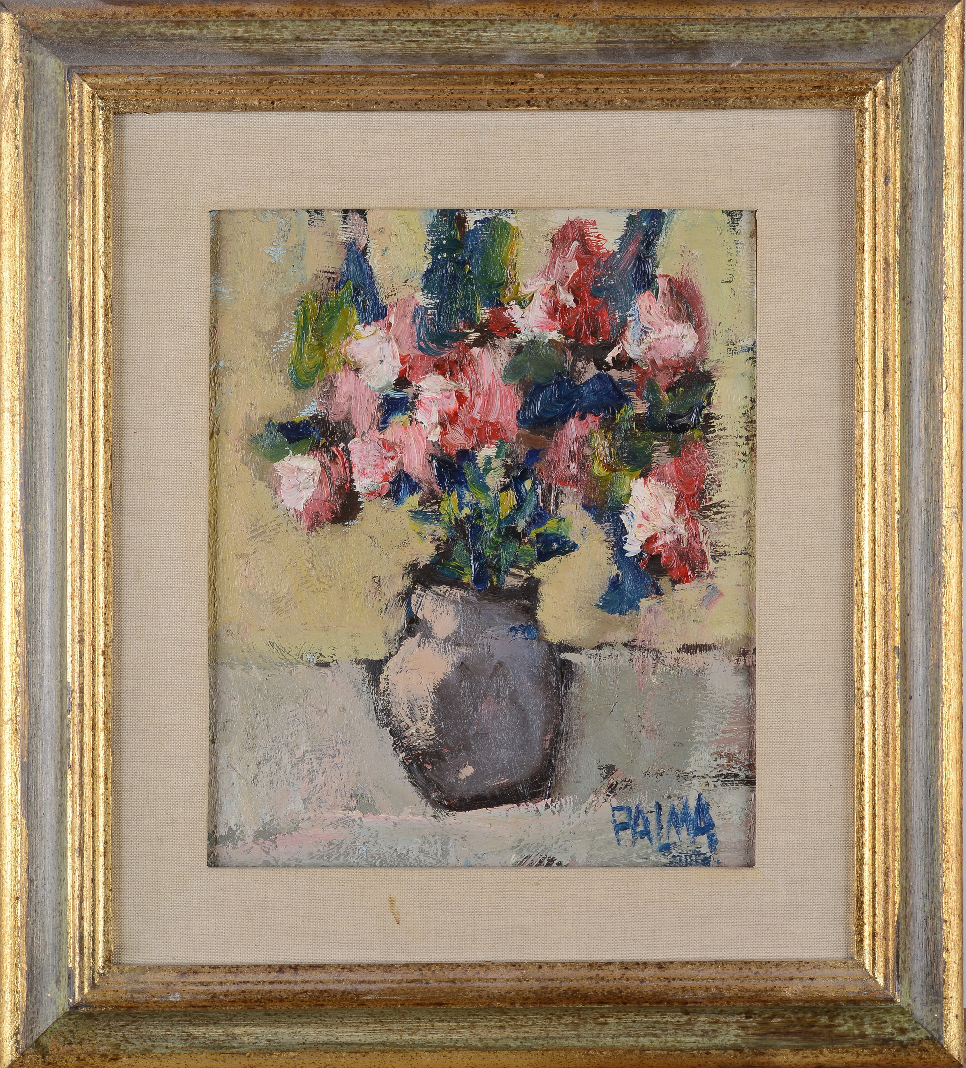 Anonimo, XX Sec. - Anonimo del XX secolo, Vaso di fiori, olio su faesite (cm 30x25)