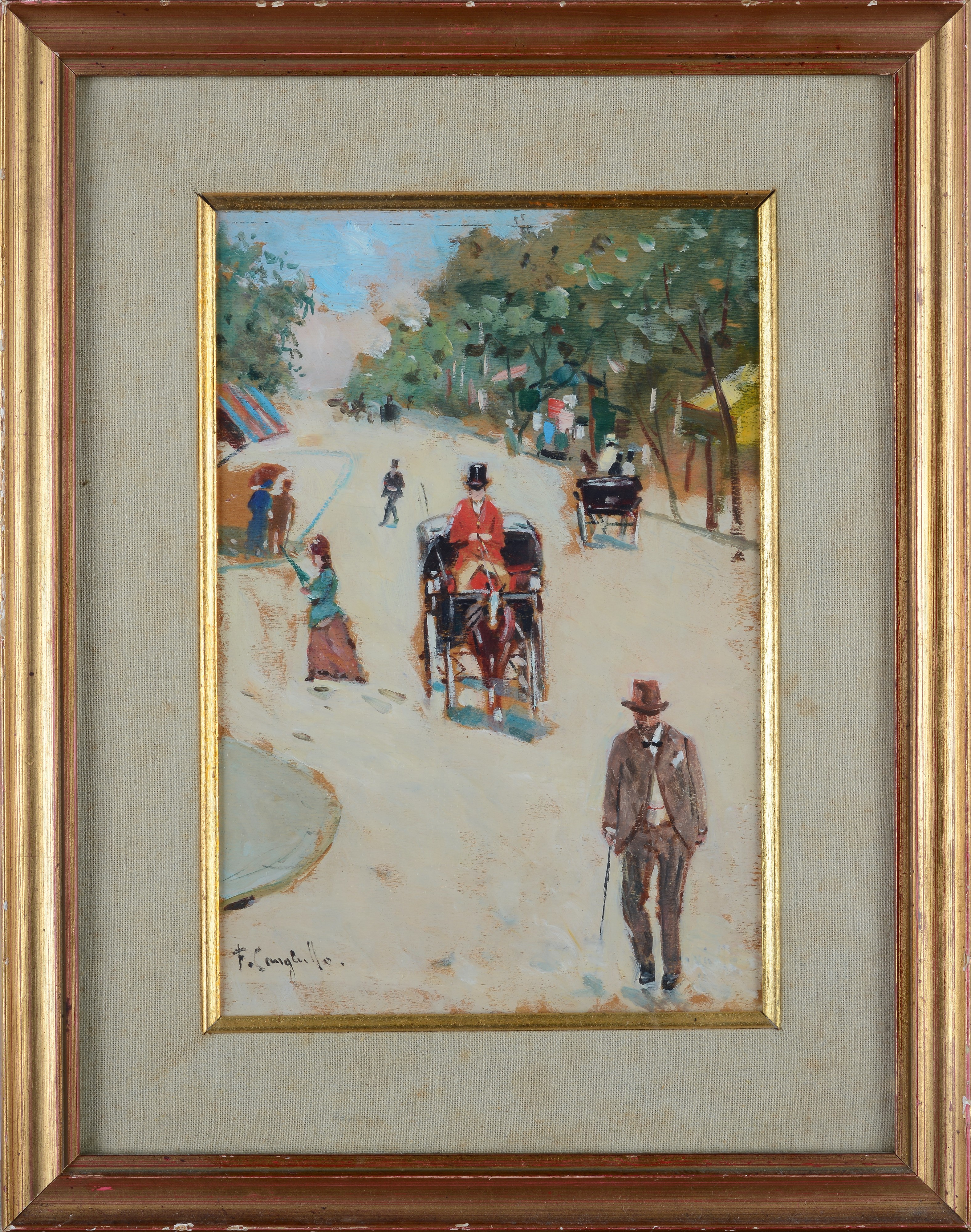 Francesco Cangiullo - Strada con Carrozze e Figure