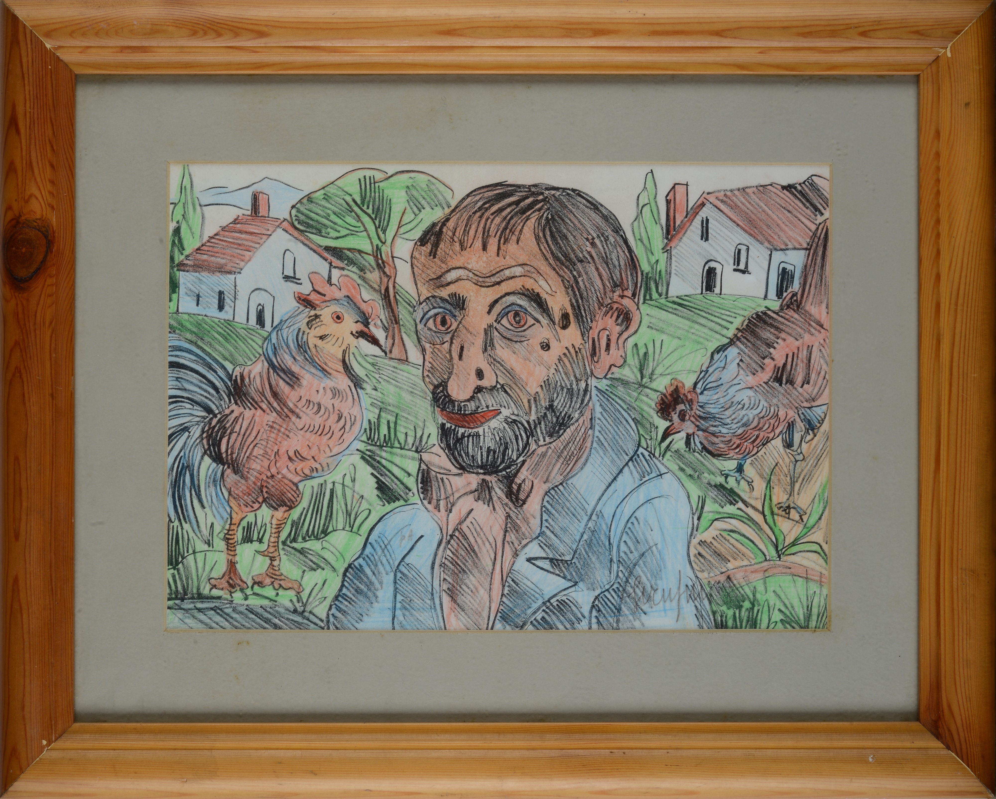 Giuseppe Serafini - Figura con Galline
