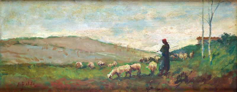 Attr. a Arturo Faldi - Paesaggio con Gregge