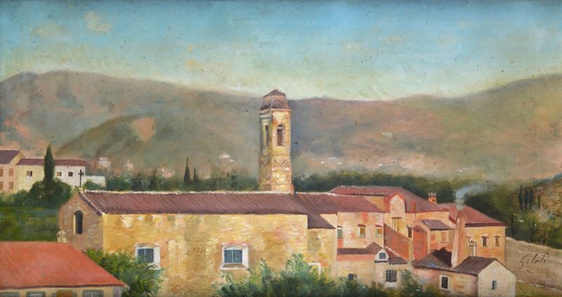 Attr. a Lorenzo Gelati - Paesaggio con Campanile