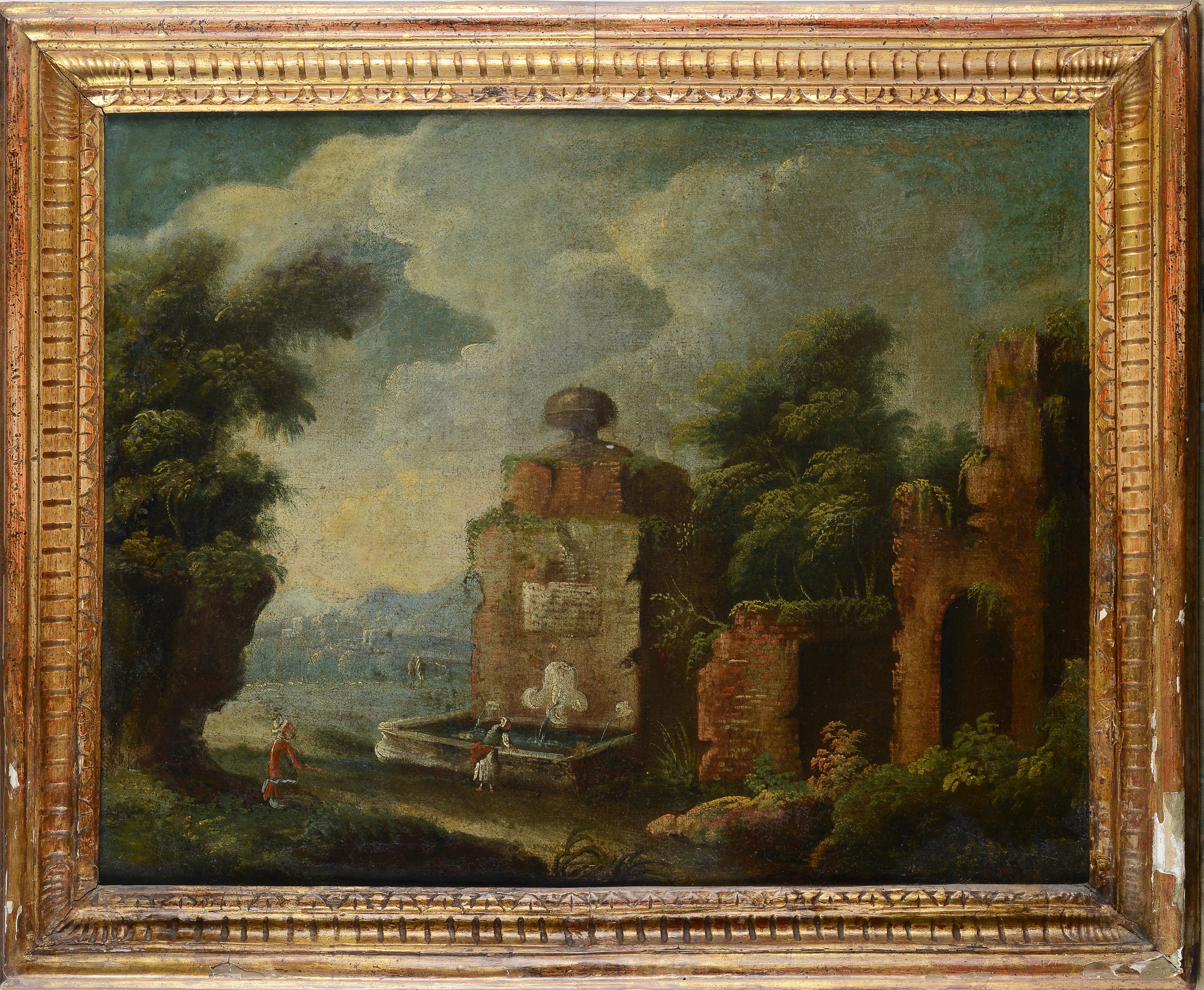 Anonimo, XVIII Sec. - Paesaggio con Fontana