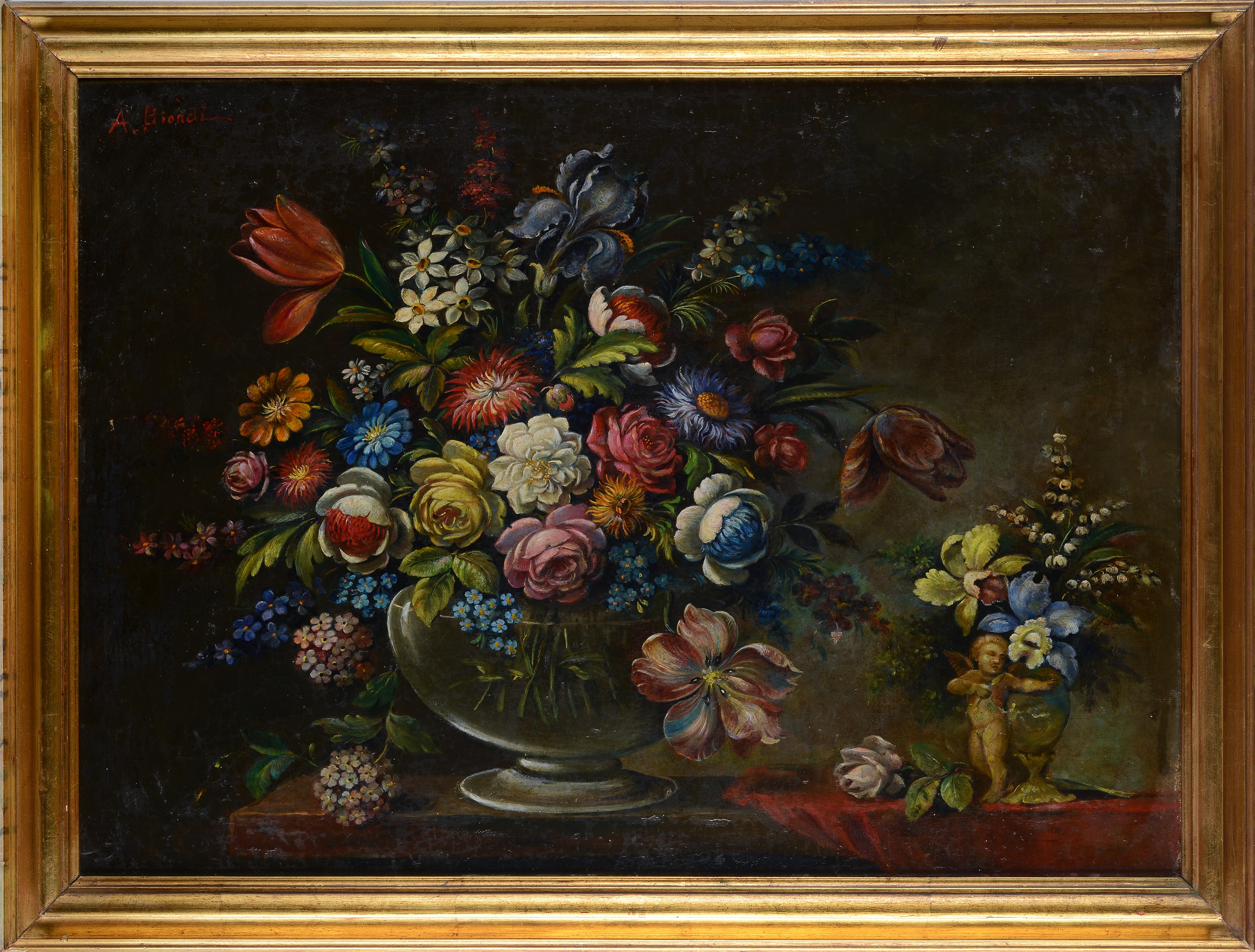 Anonimo, XIX Sec. - Vaso con Fiori