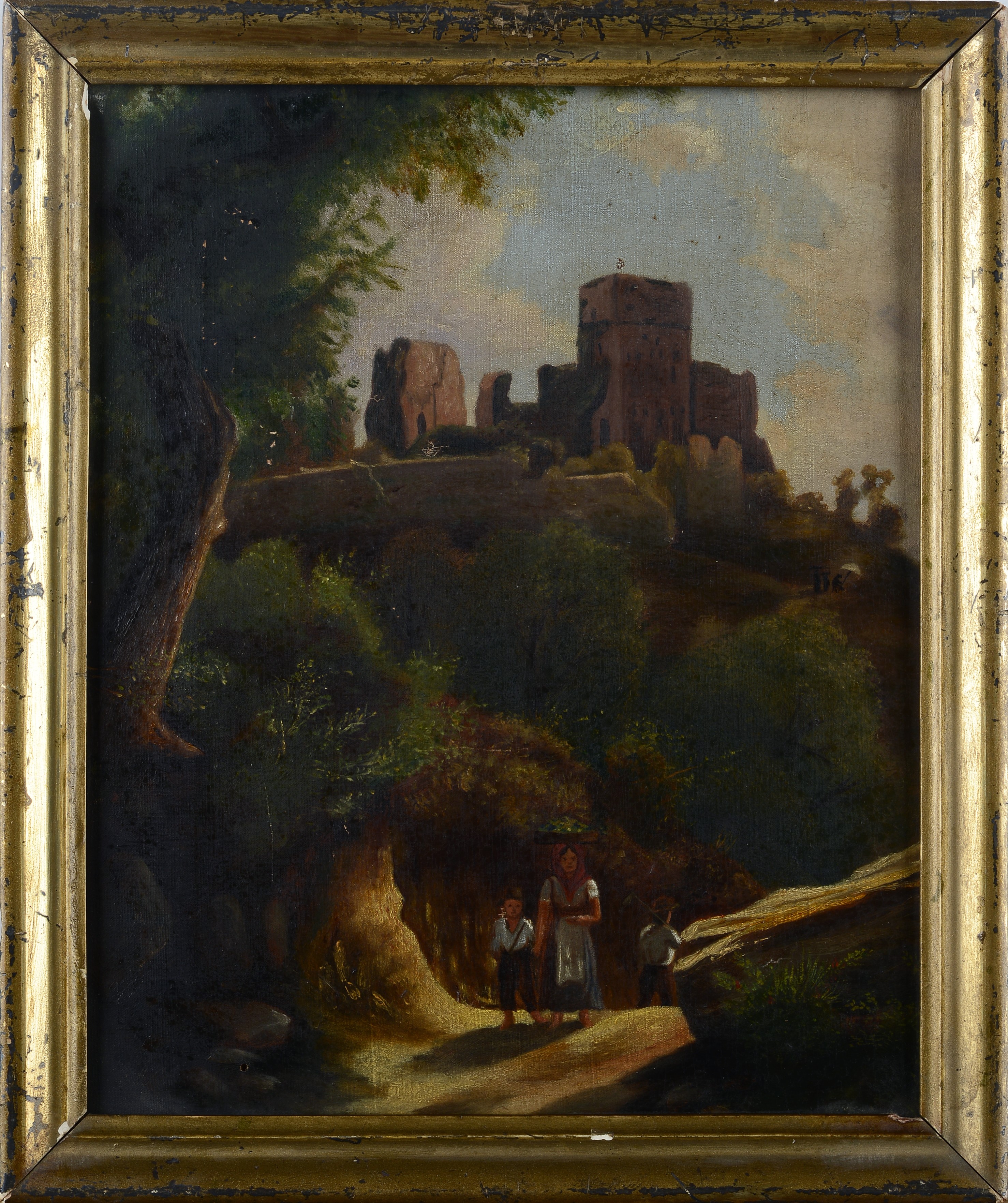 Paesaggio con rocca e figure