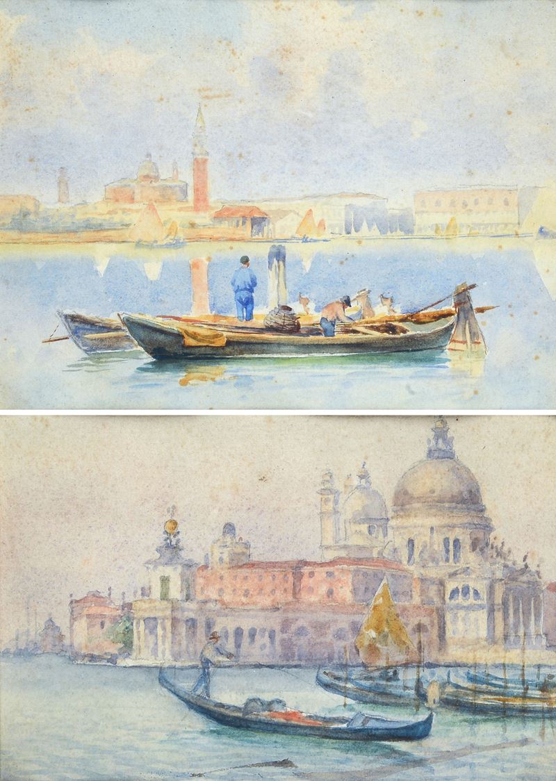 Anonimo, XX Sec. - Coppia di Acquerelli