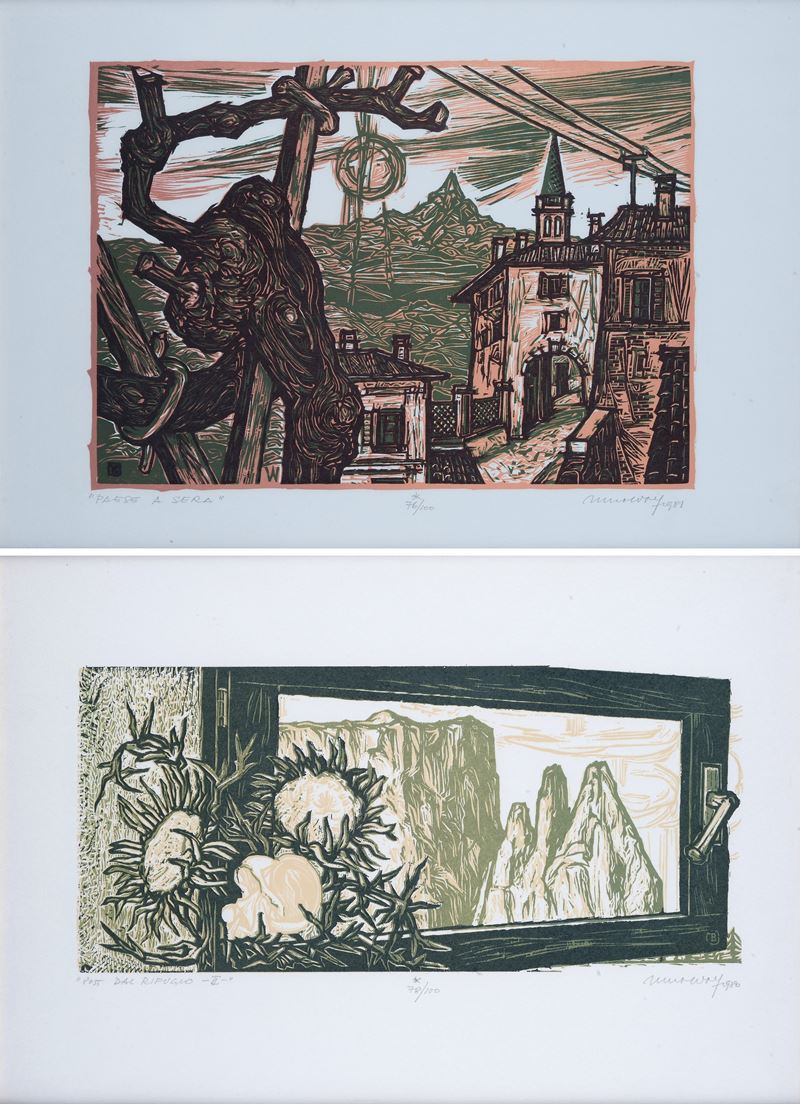 Remo Wolf - Coppia di Xilografie