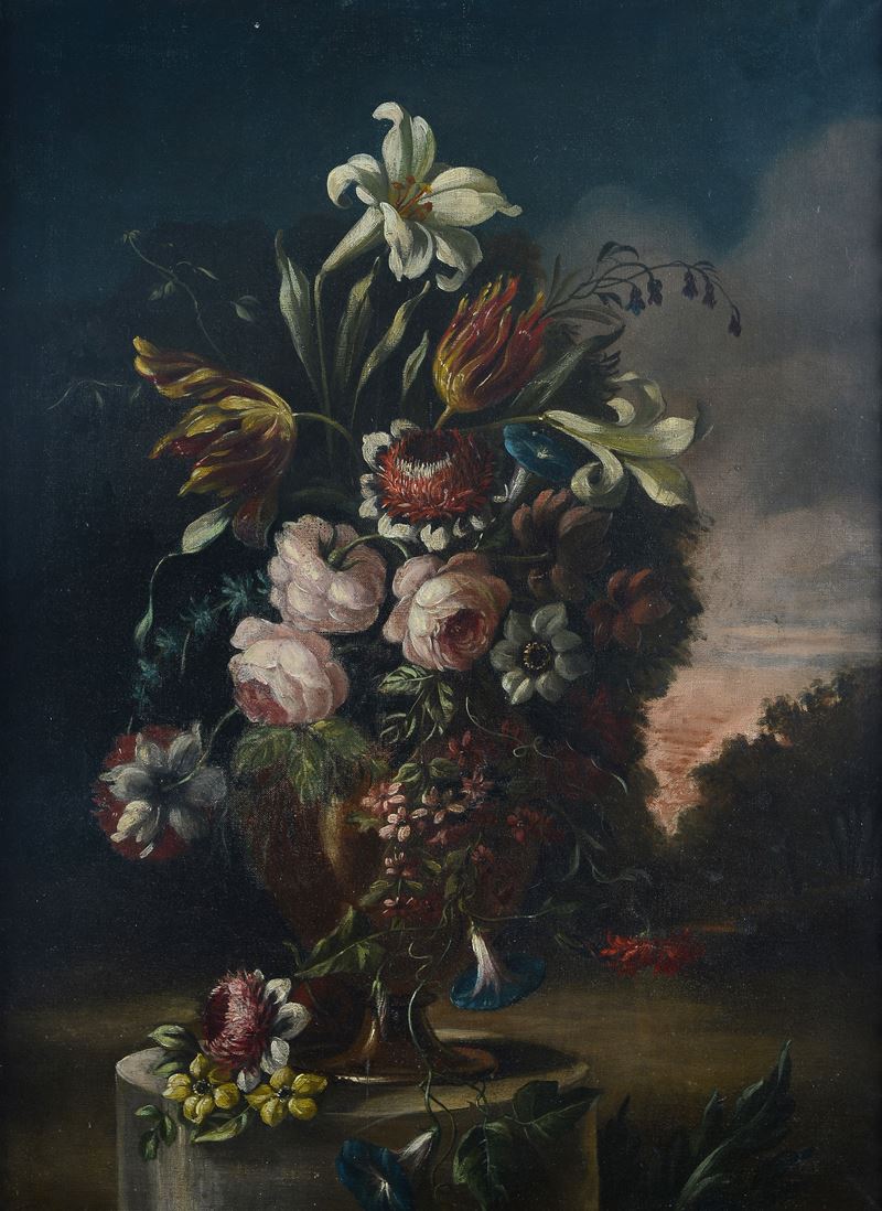 Anonimo, XVIII Sec. - Vaso con Fiori