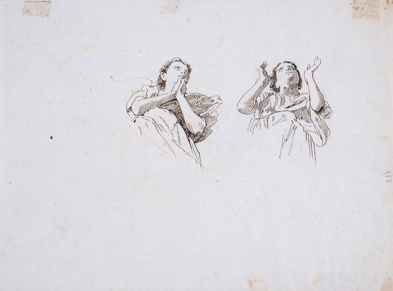 Anonimo, XIX Sec. - Studio di Figure Oranti