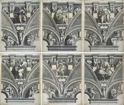 Particolari della Volta della Cappella Sistina con Figure di Profeti e Sibille