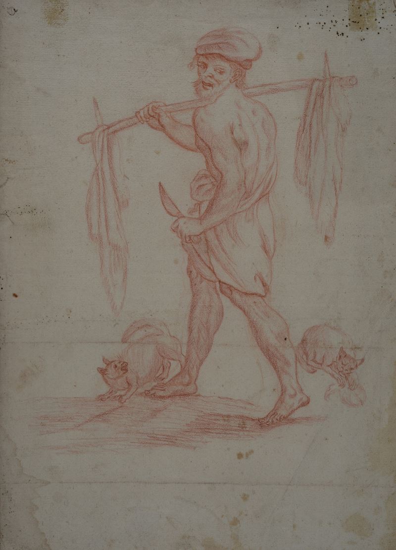 Anonimo, XVIII - XIX Sec. - Uomo con Cani