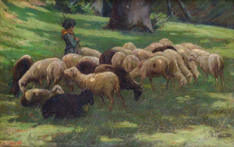 Pastorella con gregge