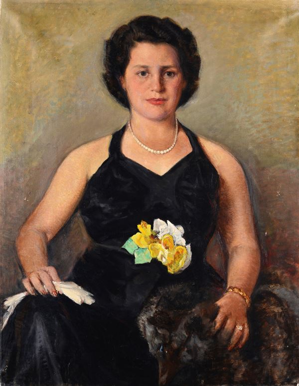 Eugenio Carraresi - Signora in abito nero