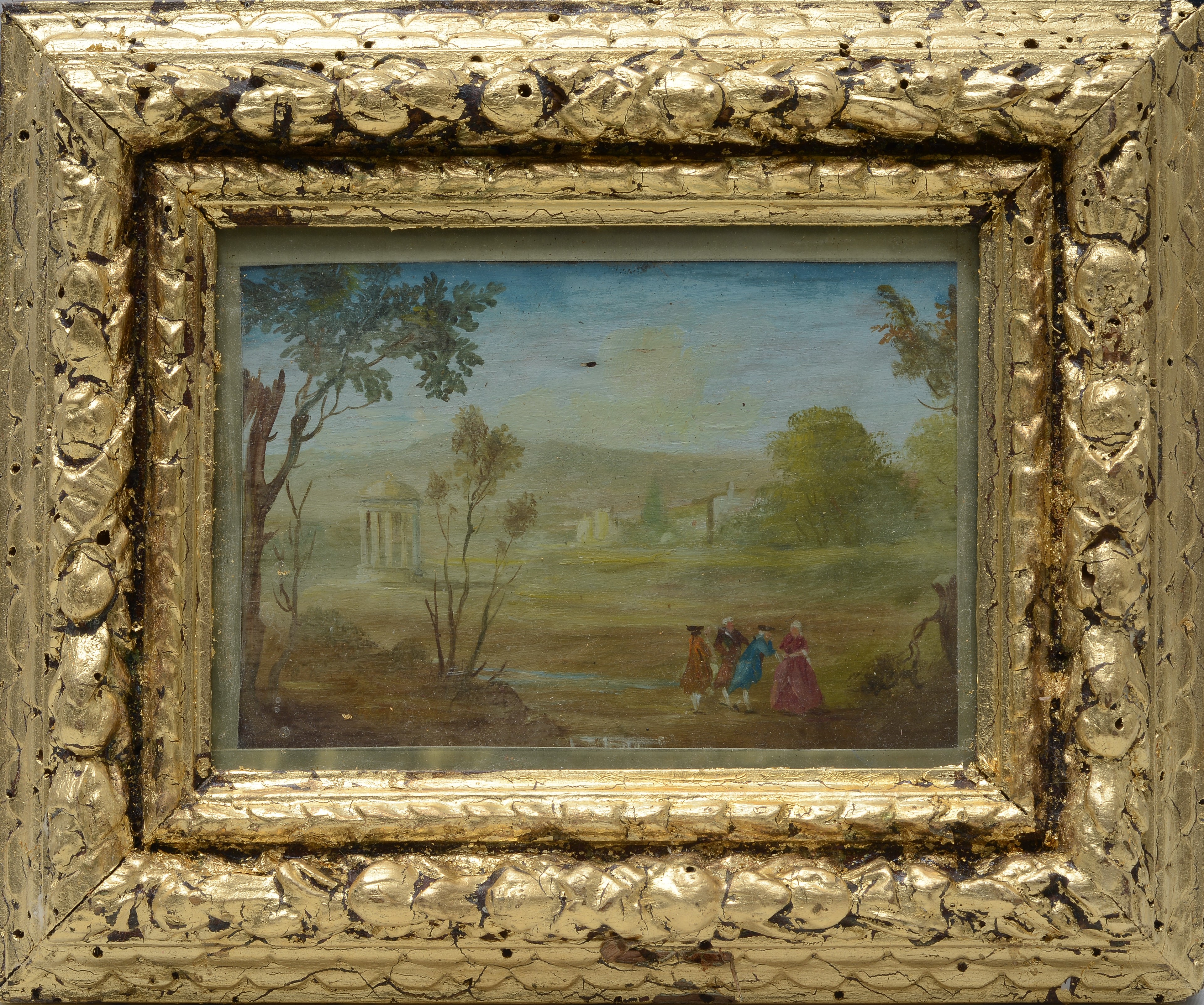 Anonimo, XX Sec. - Paesaggio con Figure in Abiti Settecenteschi