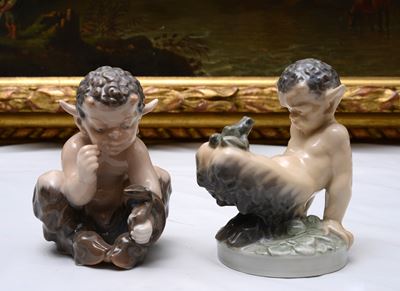 Due Satirelli in Porcellana Policroma