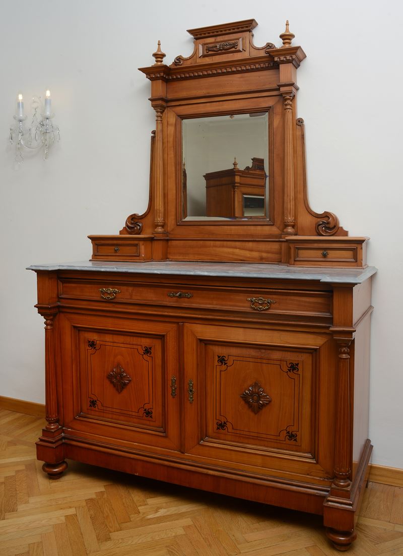 Credenza con alzata con specchio