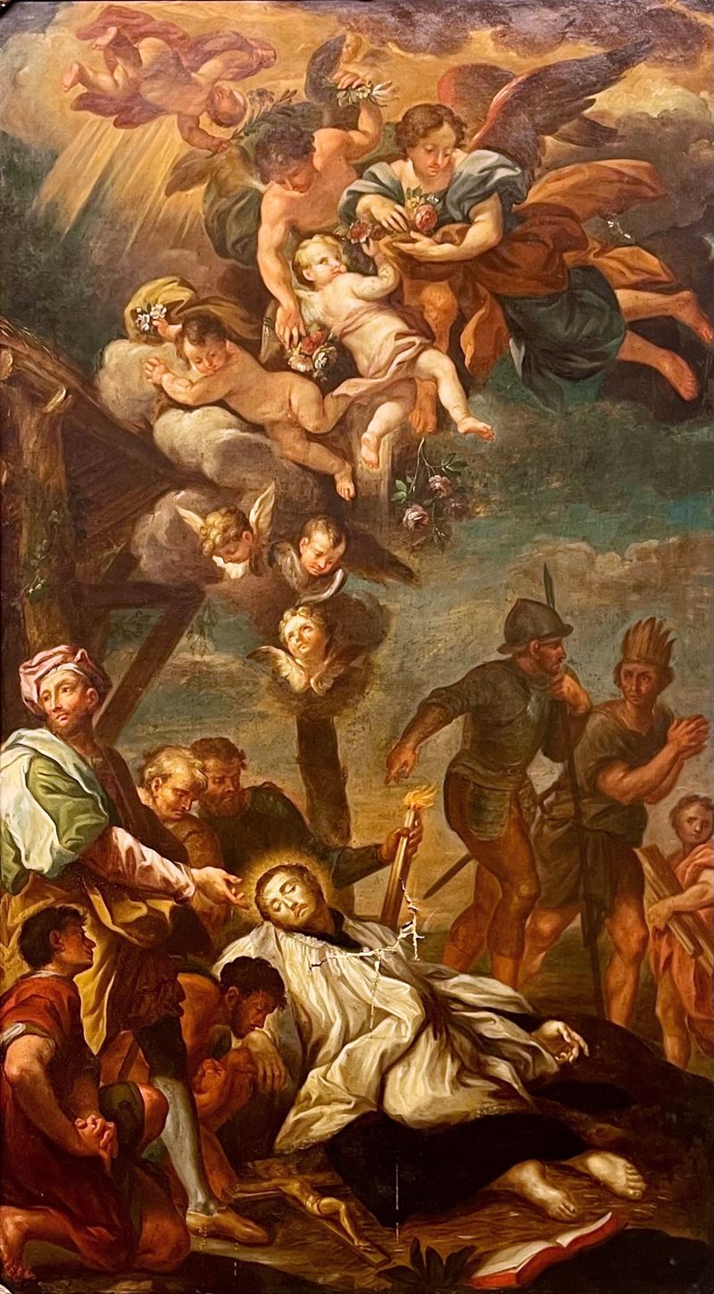 Ambito di Carlo Maratta - Morte di San Francesco Saverio, olio su tela