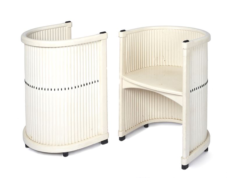 Coppia di poltrone bianche di Hans Gunther Reinstein