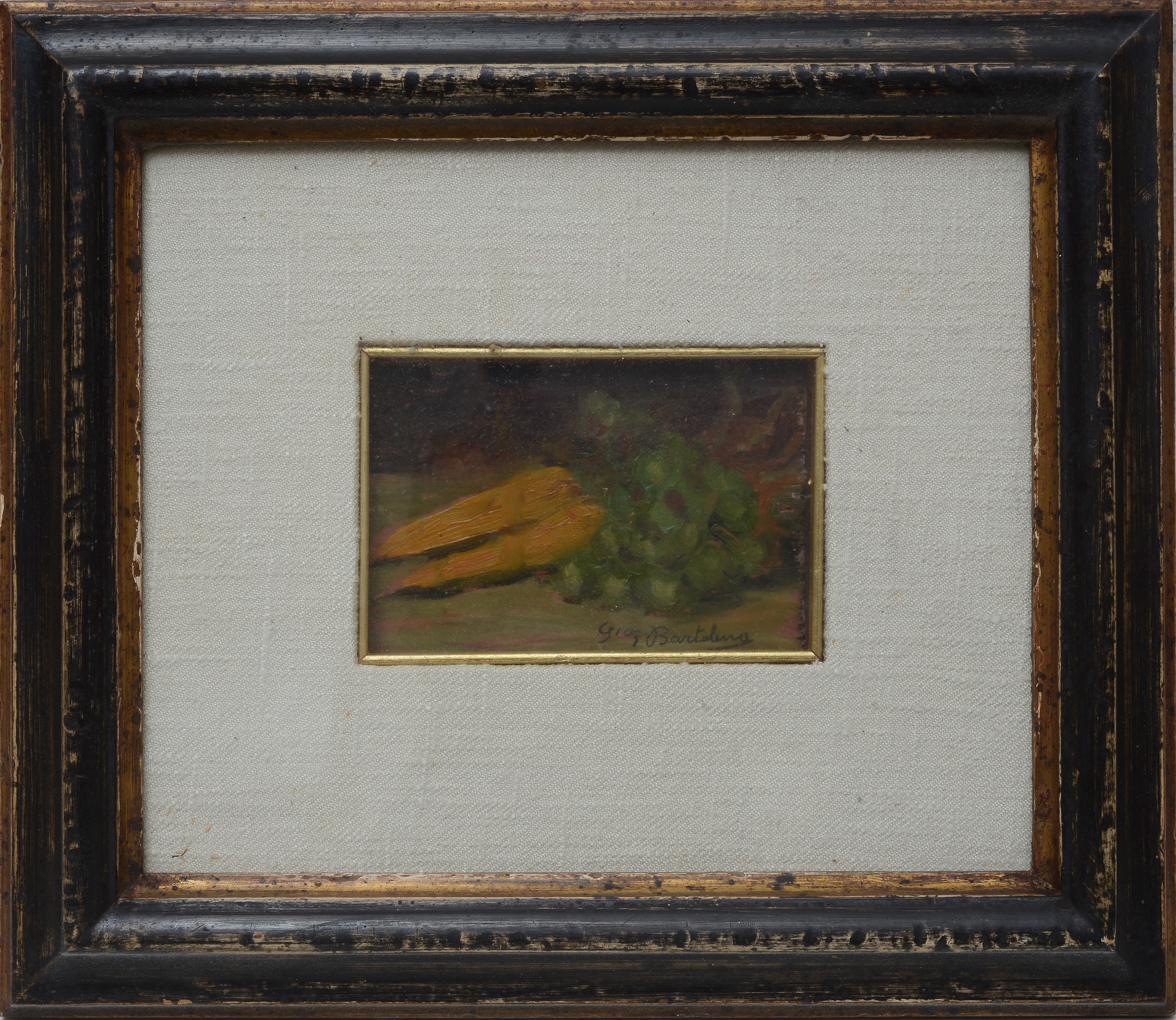 Natura morta con uva e carote