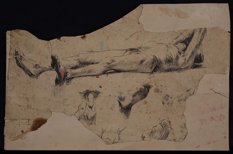 Attr. a Mariano Fortuny - Studi per Nudo Virile