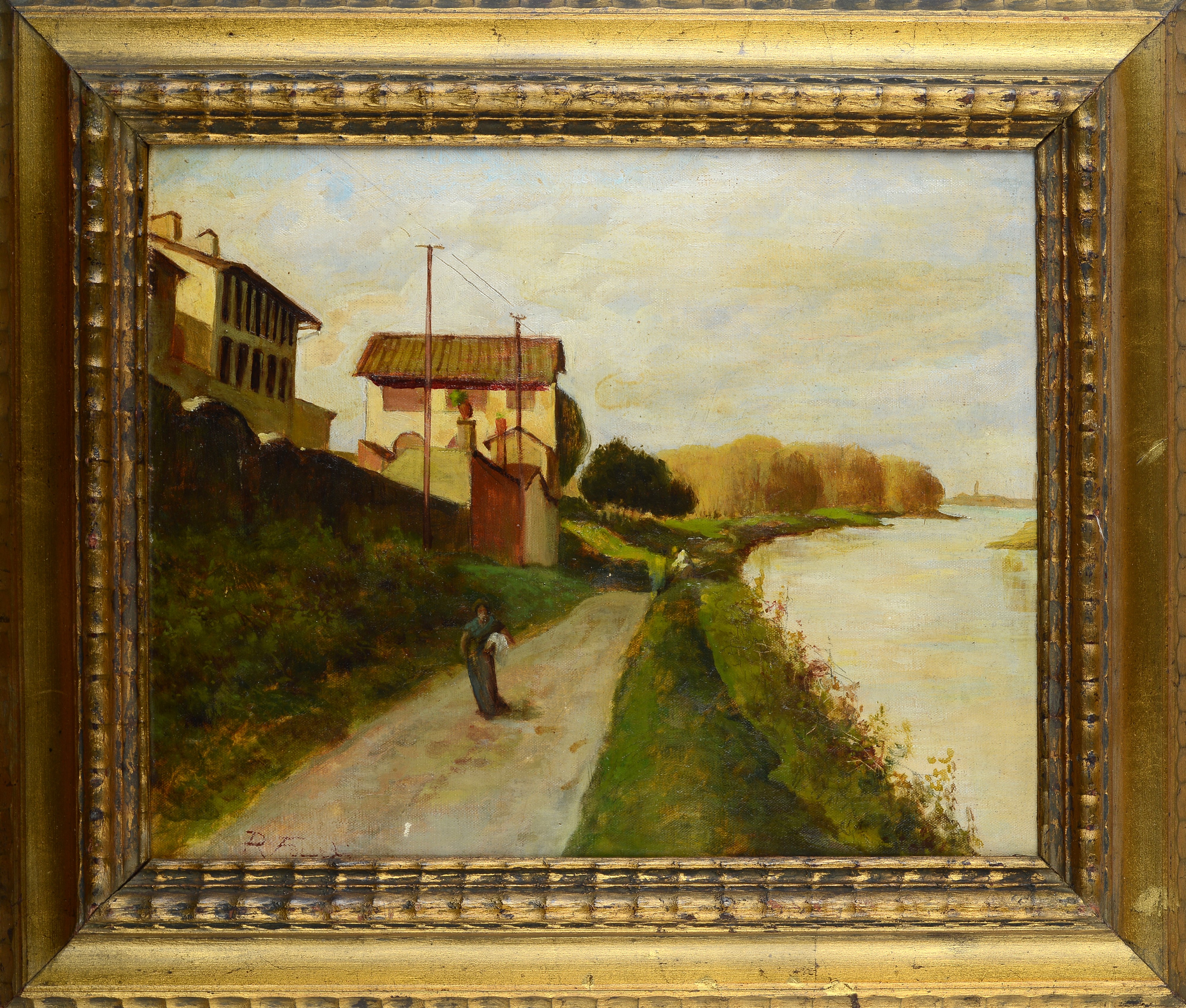 Scuola Toscana, XIX - XX Sec. - L'arno alla Casaccia