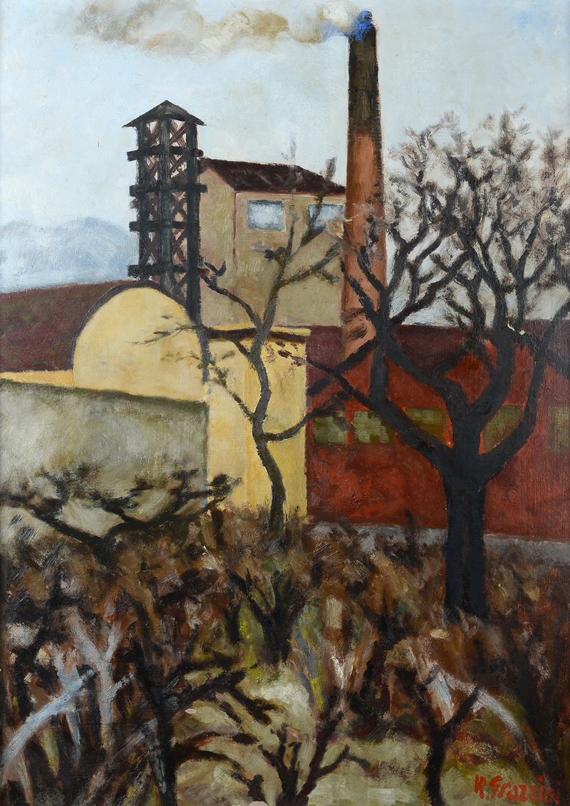 Capannone con ciminiere