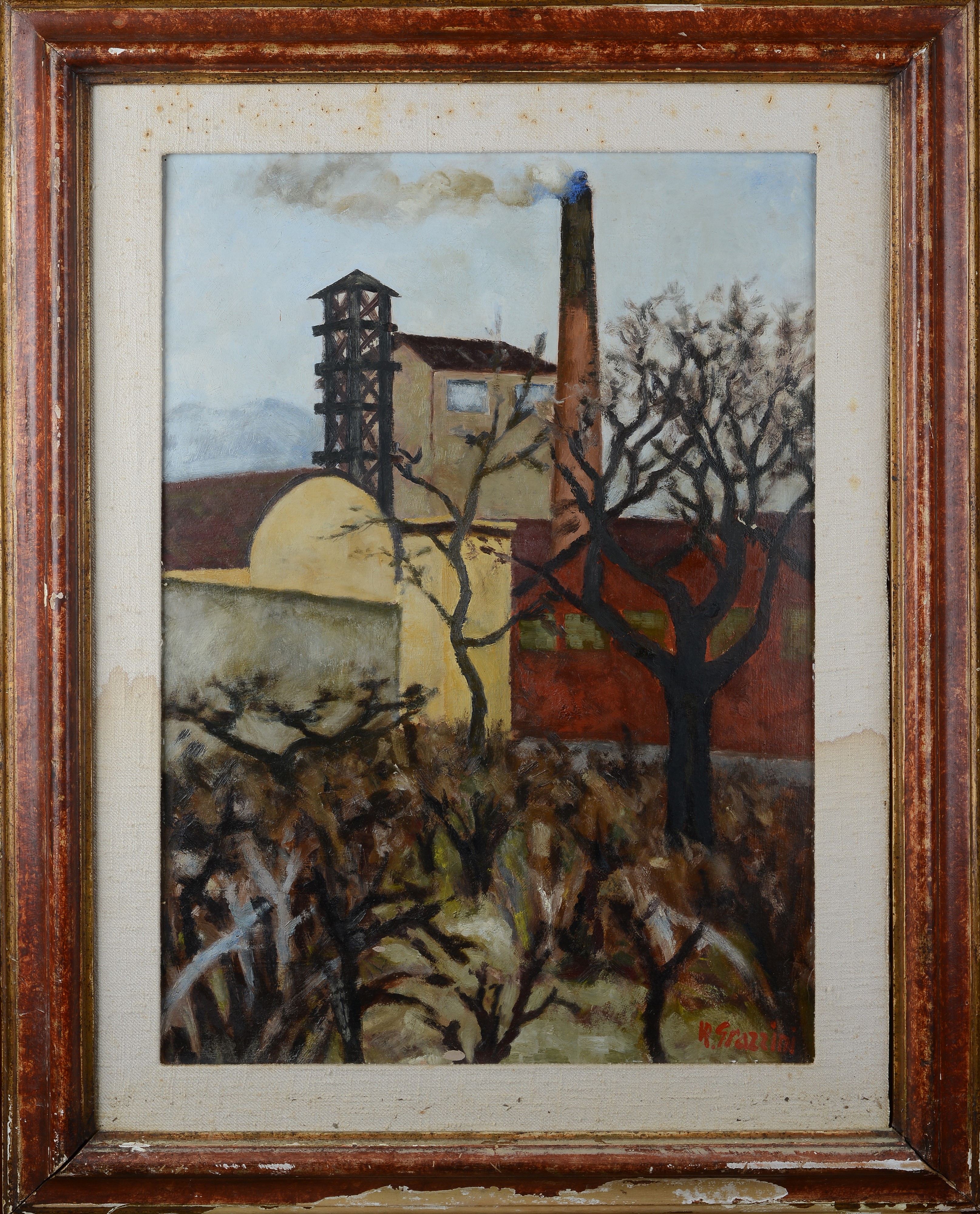 Capannone con ciminiere