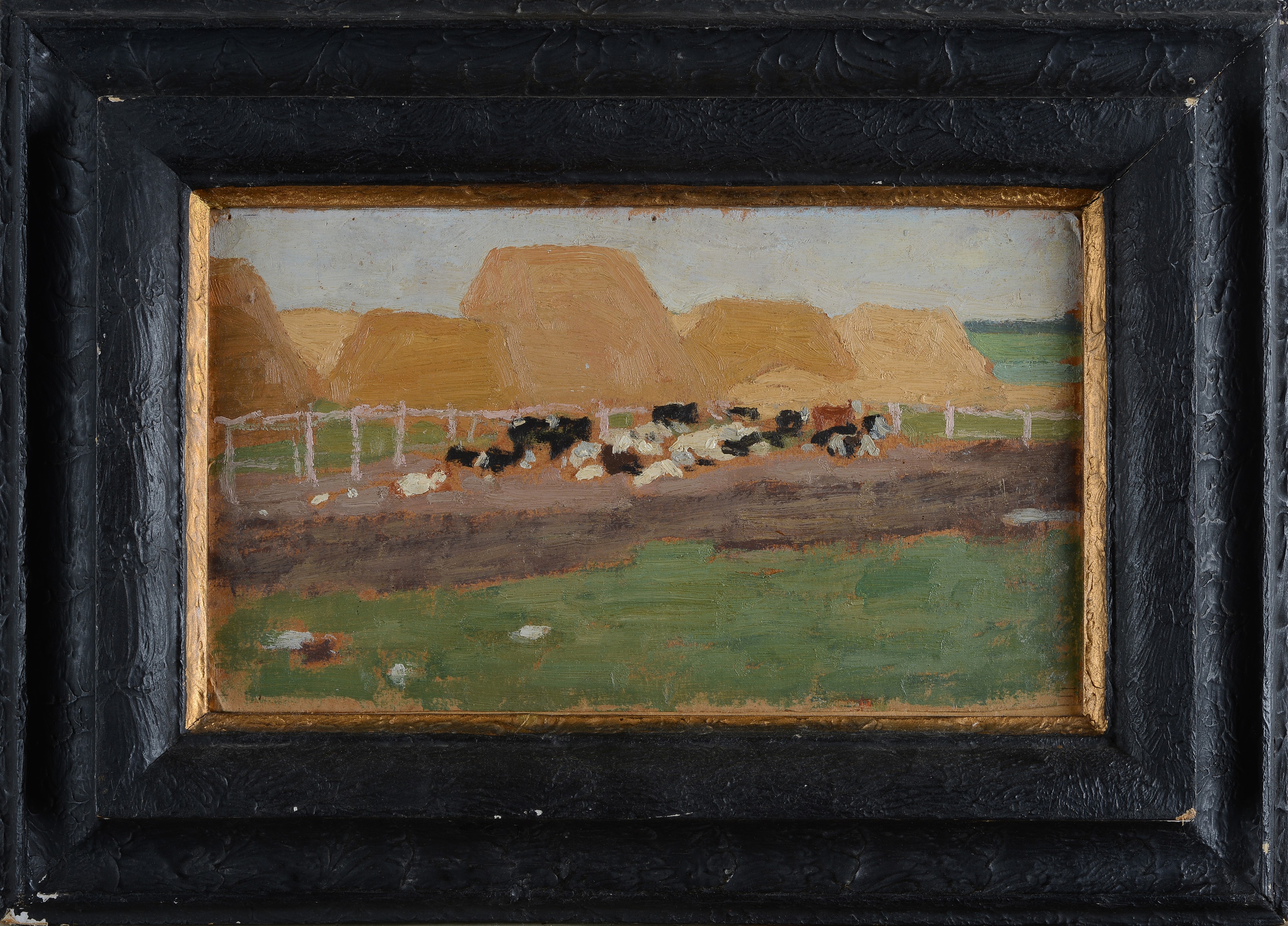 Paesaggio con covoni e gregge