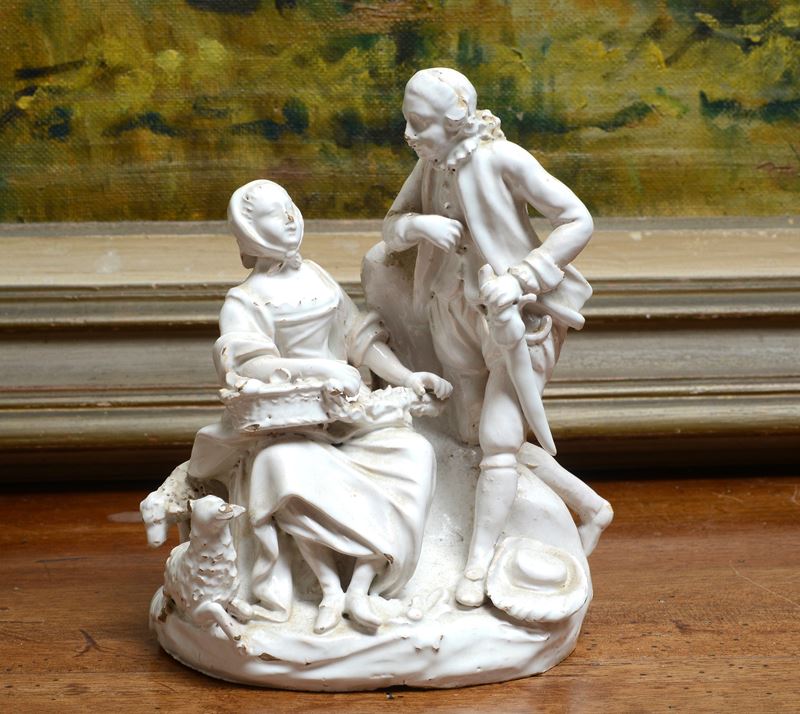 Gentiluomo e ragazza con cesto