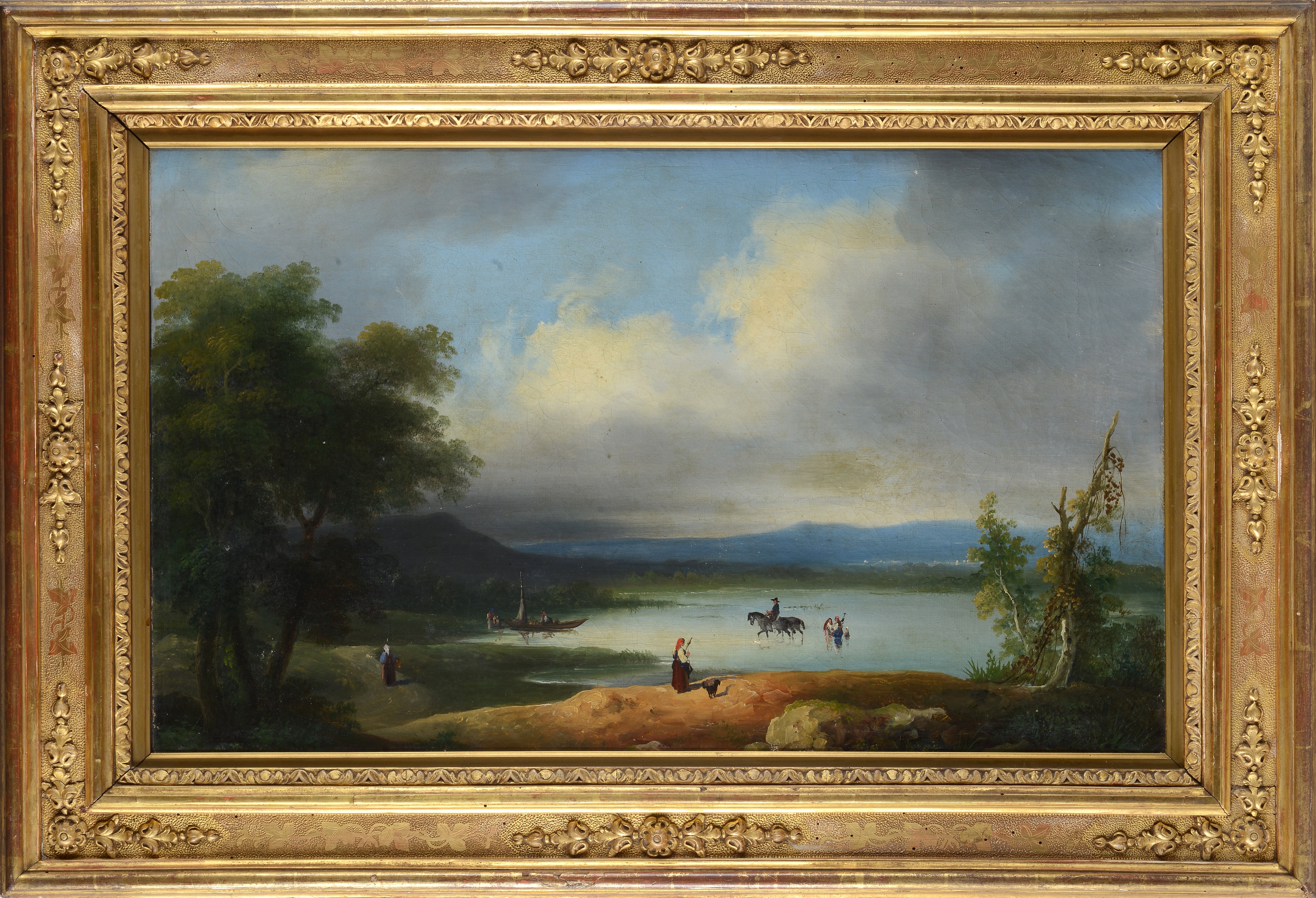Paesaggio lacustre con figure