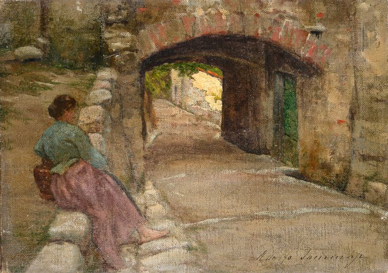 Adolfo Tommasi - Strada con Arco e Figura